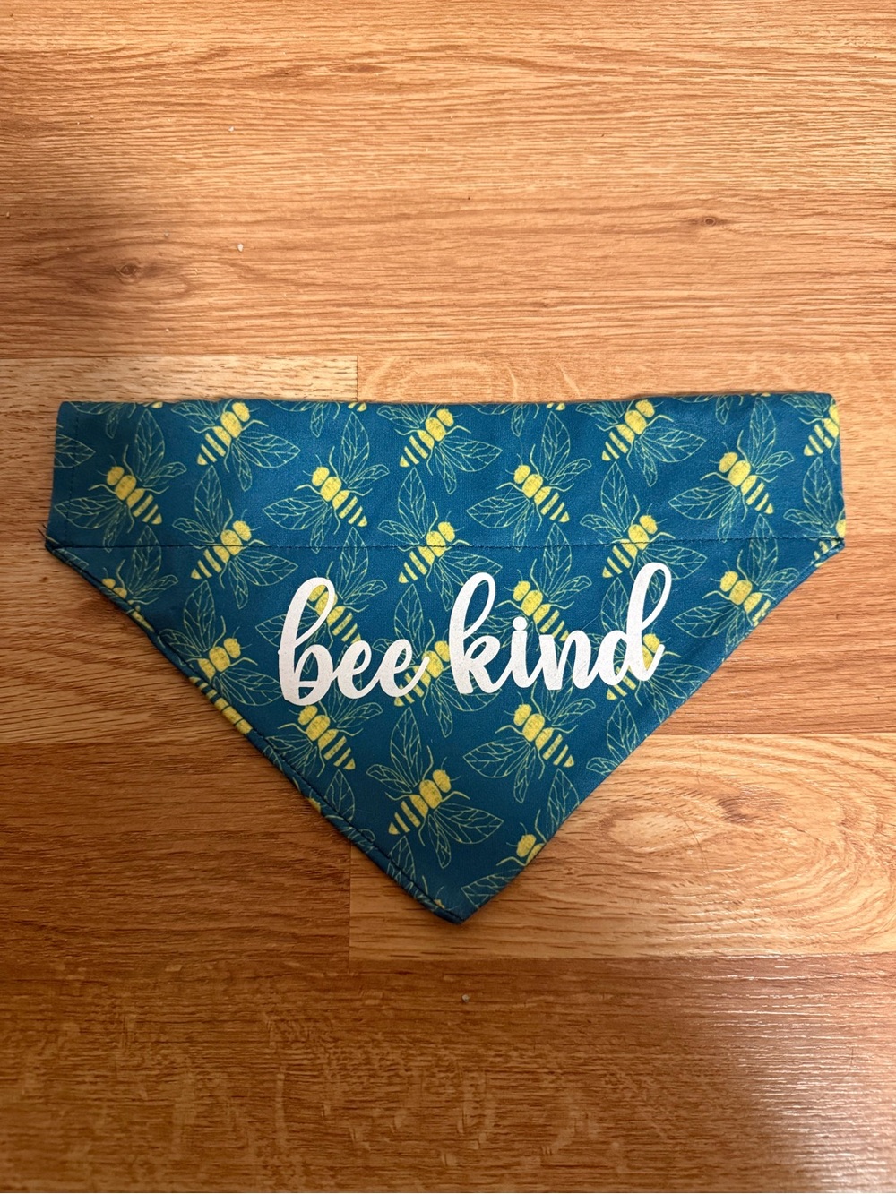 Over Collar Slide On Pet Dog Blue Bandana Honey Bees “Bee Kind” Medium 10” Long